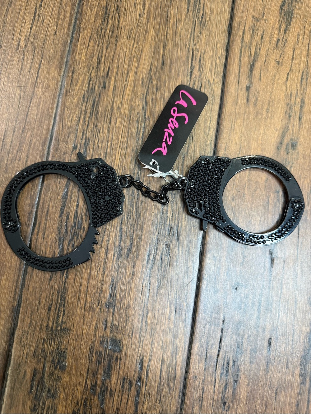 La SENZA Black Jeweled Handcuff Key & Card Holder
